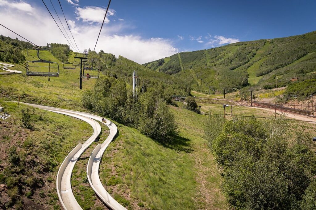 Action-packed fun at Park City Mountain Resort, featuring the Alpine Slide and Zipline for high-flying excitement and breathtaking mountain views.